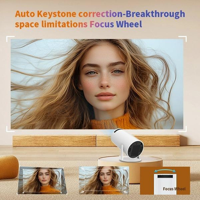 HY300 Mini Projector 4K 1080P 180° Rotatable Dual-Band Wifi 6 Bluetooth 5.0 Android 11 40"-130" Screen for Ultimate Home Theater Experience