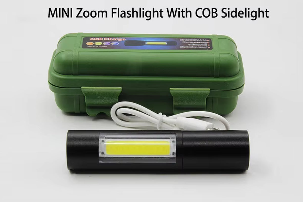 Mini Telescopic Zoom Flashlight 3 Light Mode Torch USB Rechargable Waterproof Powerful Flashlights Outdoor Portable Torch Lamp