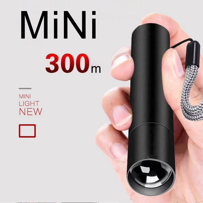 Mini Telescopic Zoom Flashlight 3 Light Mode Torch USB Rechargable Waterproof Powerful Flashlights Outdoor Portable Torch Lamp