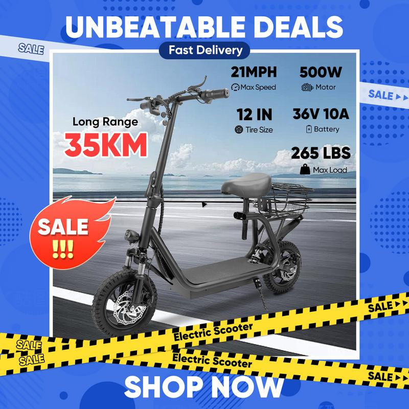 Upgrade Your Ride: Joyfinity 500W Electric Scooter with Comfortable Seat & Basket