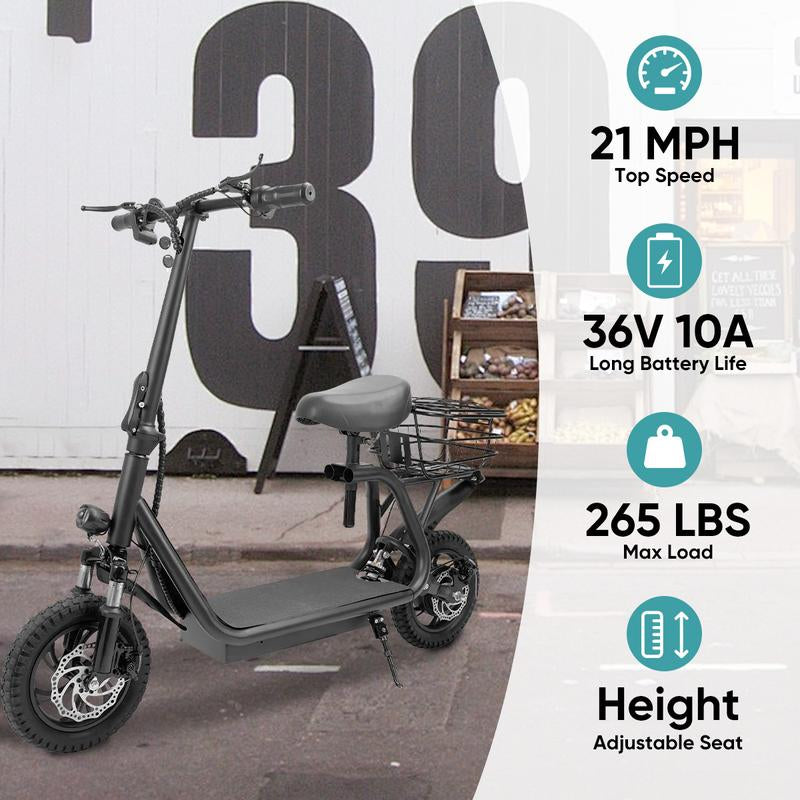 Upgrade Your Ride: Joyfinity 500W Electric Scooter with Comfortable Seat & Basket