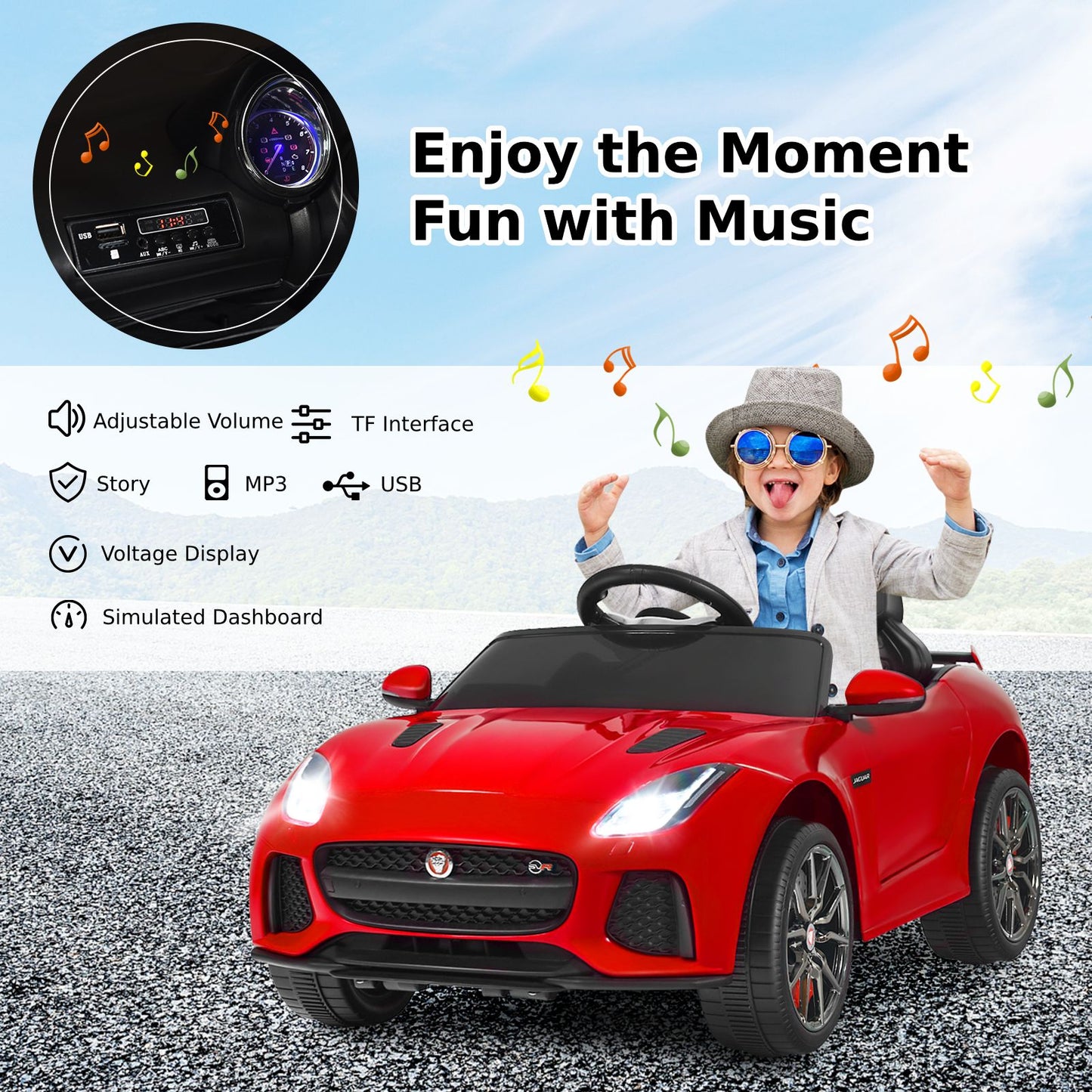 12V Jaguar F-Type SVR Kids Ride on Car with Remote Control