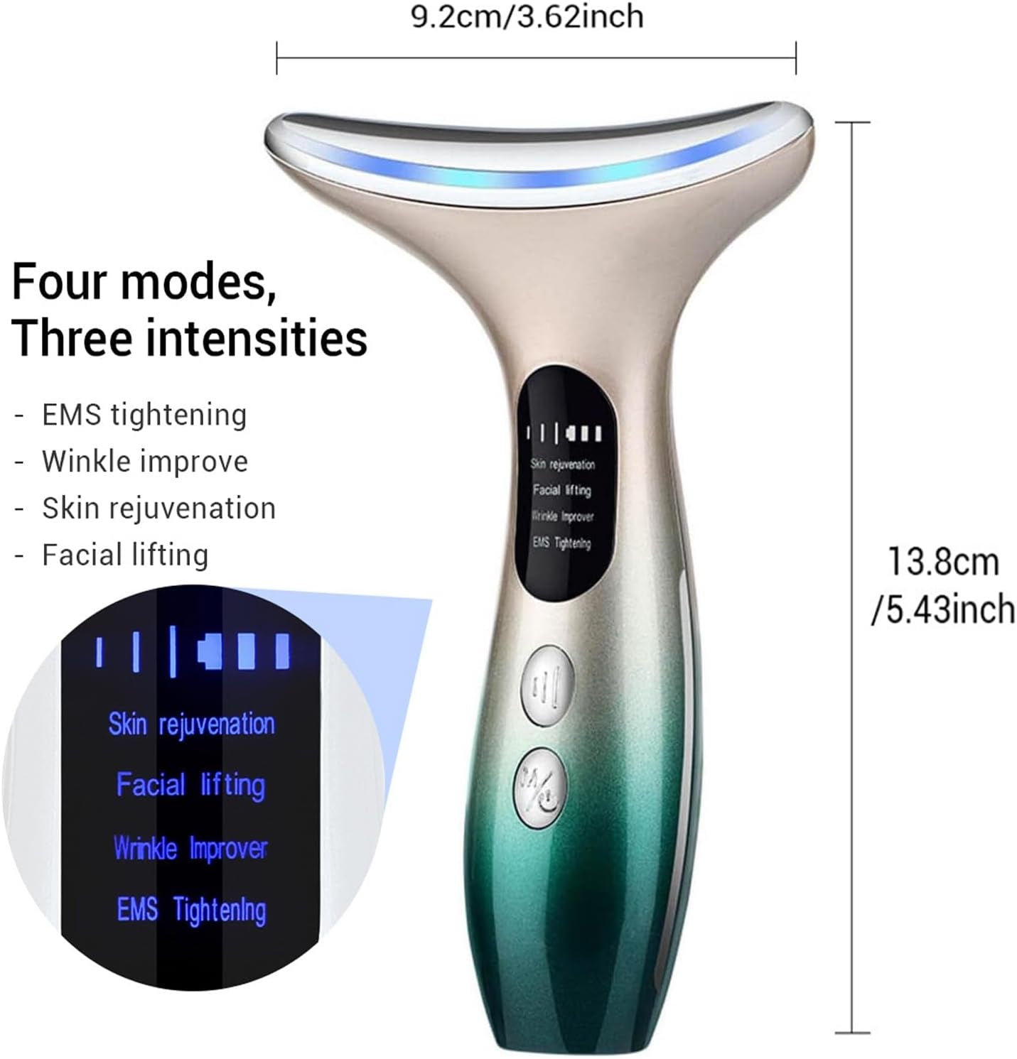 Face Massager 2025 New，Anti-Wrinkle Face Device，Portable Skin Tightening Beauty Toning Device with 45 ±5°C Heat and 4 Modes for Skintightening & Neck Lifting EMS Massage Face Toning Firming (Gradient)