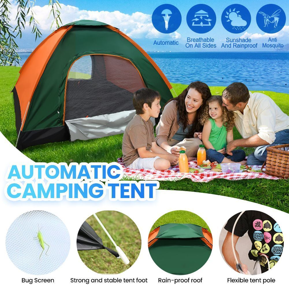 3-4 Man Person Automatic Pop up Tent Camping Outdoor Family Hiking Instant Tent