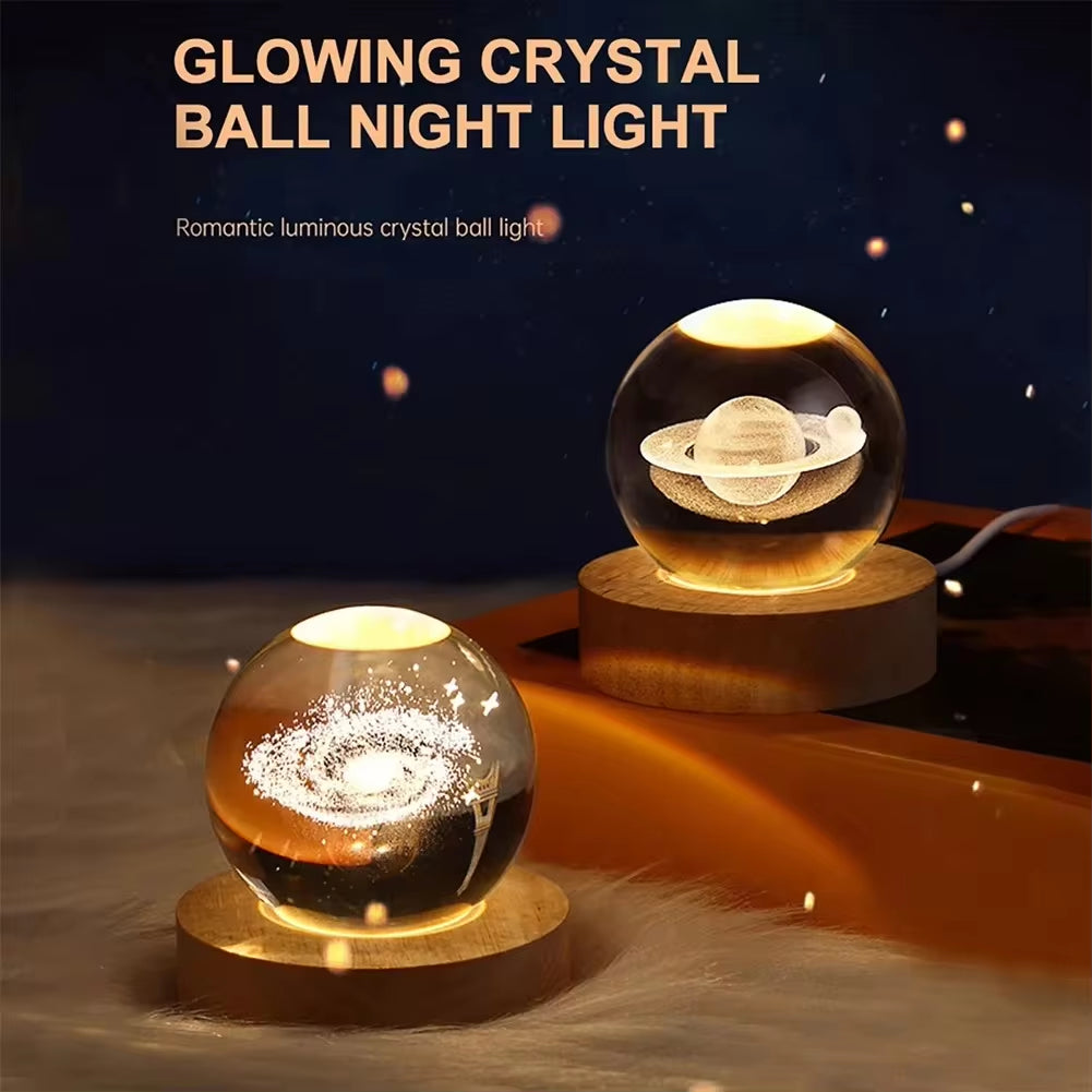 Unique 3D Crystal Ball Lamp with Galaxy and Planetary Projections USB Night Light for Cozy Atmosphere Plasma Ball