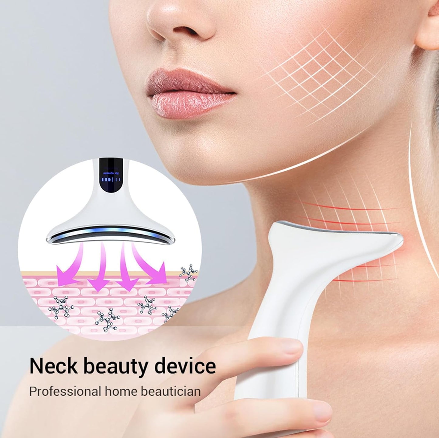 Face Massager 2025 New，Anti-Wrinkle Face Device，Portable Skin Tightening Beauty Toning Device with 45 ±5°C Heat and 4 Modes for Skintightening & Neck Lifting EMS Massage Face Toning Firming (Gradient)