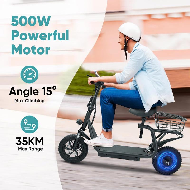 Upgrade Your Ride: Joyfinity 500W Electric Scooter with Comfortable Seat & Basket