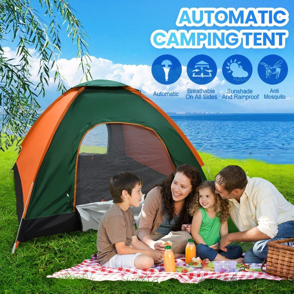 3-4 Man Person Automatic Pop up Tent Camping Outdoor Family Hiking Instant Tent