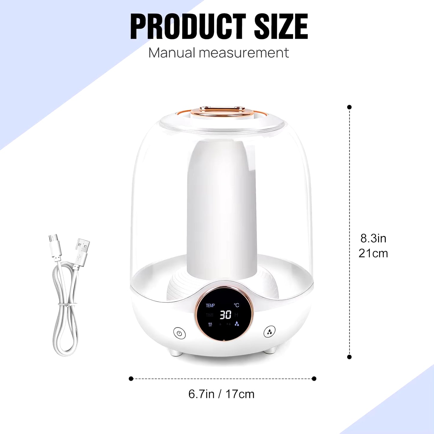 3L Humidifier for Bedroom, Essential Oil Diffuser Air Humidifier with 3 Modes 7 Color Changing Light for Home Office