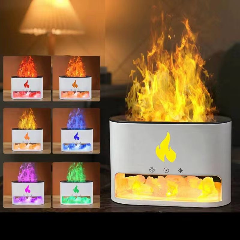 Essential Oil Aroma Diffuser 7 Colors Flame Air Humidifier Ultrasonic Cool Mist Difusor with Realistic Fire Lamp Night Light